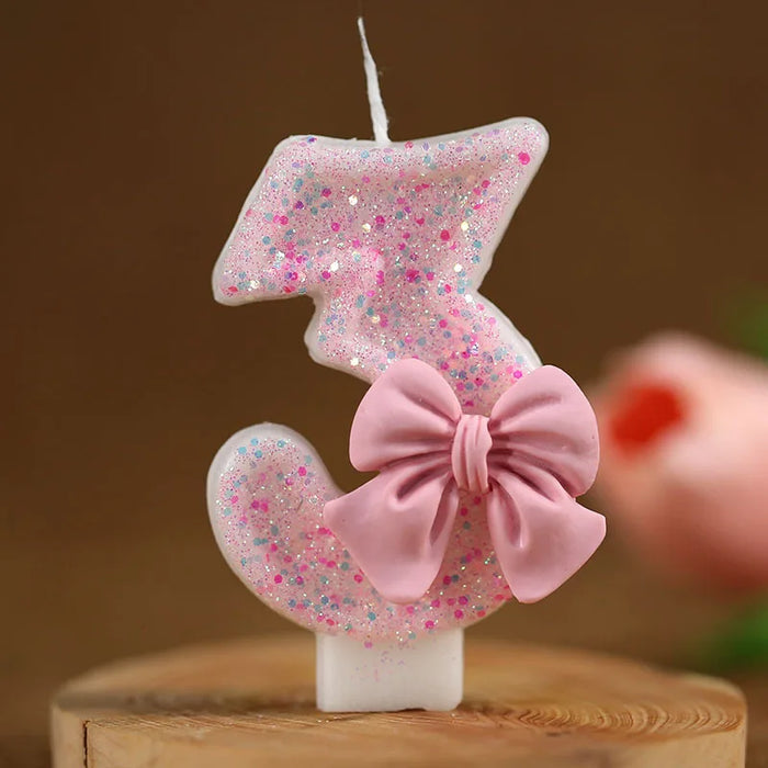 Digital candle pink bow girl birthday