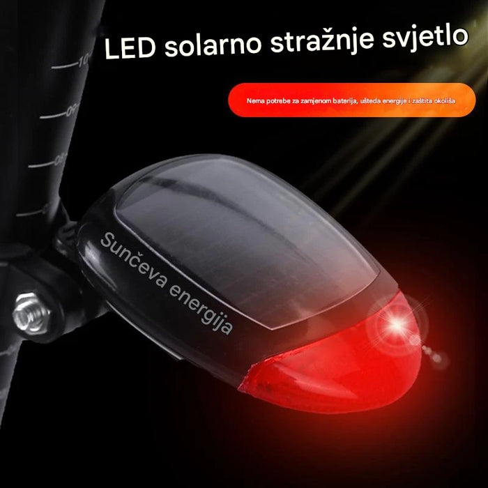 Solar Powered Bike Tail Light for Mountain Bikes - Night Riding Warning Light for Cycling Safety