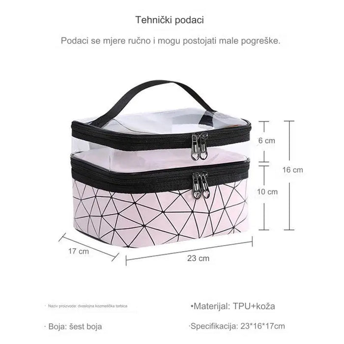 Double Layered Diamond Shaped Portable Makeup Bag