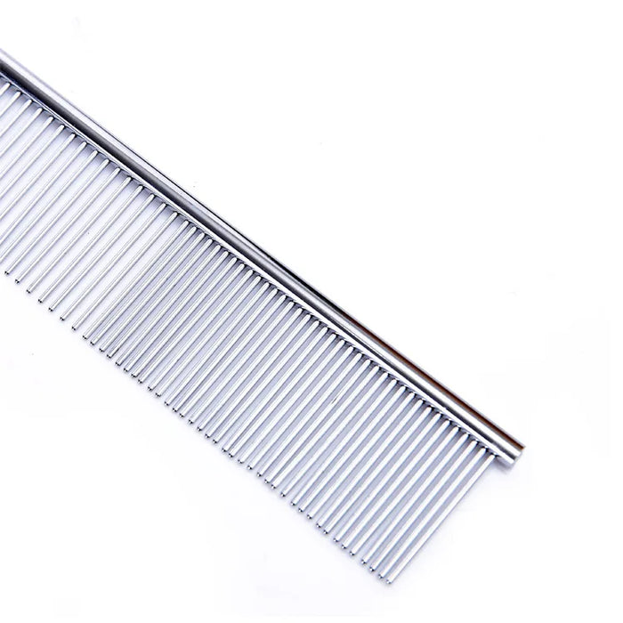 Electroplated stainless steel pet comb