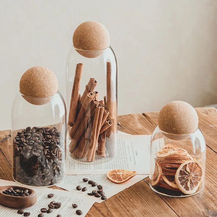 Multi-purpose glass jar with wooden lid seal