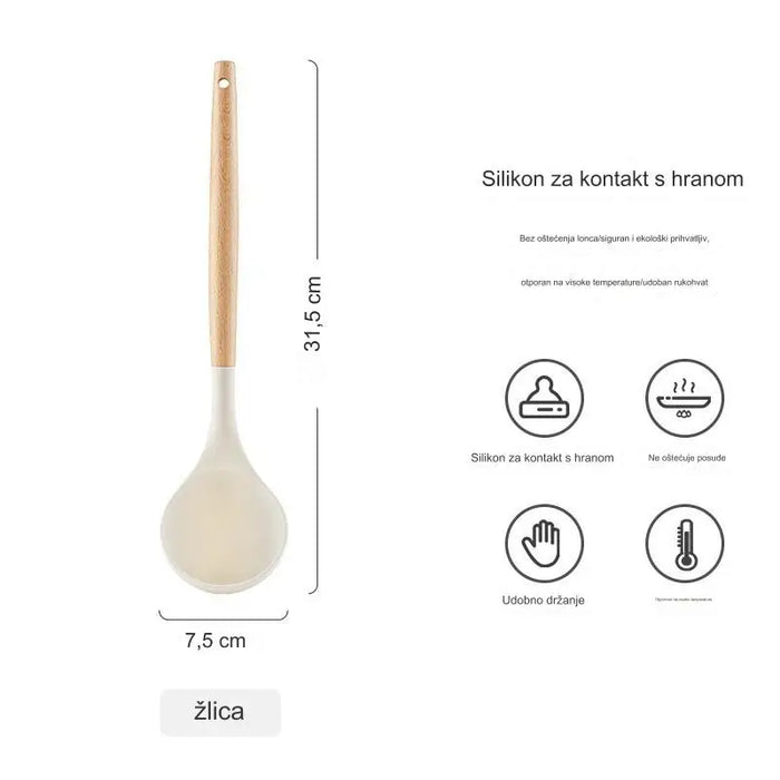 Solid wood handle silicone kitchenware food grade high temperature resistant spatula