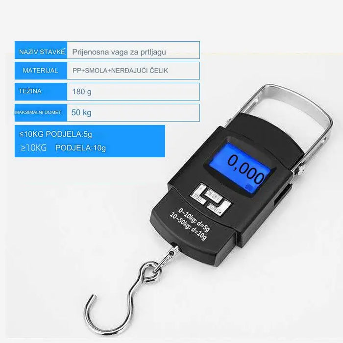 Compact Kitchen Scale, Portable Luggage Scale with Hook for Travelers and Fishermen, Easy to Carry and Use