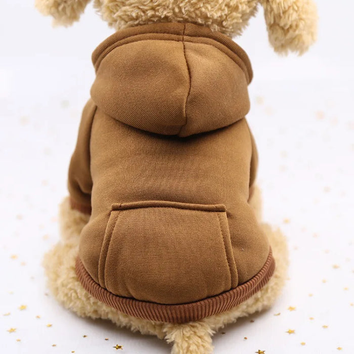 Fall/Winter Padded Dog Hoodie with Pocket, Hat and Cute Print