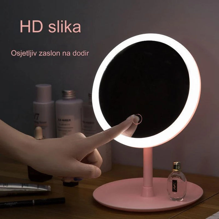 Convenient and Bright Desktop Makeup Mirror for Students with LED Lights