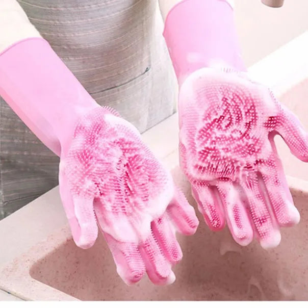 Durable waterproof household gloves with silicone dishwasher