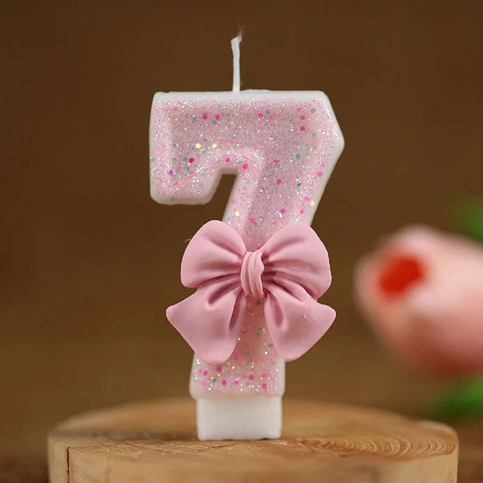 Digital candle pink bow girl birthday