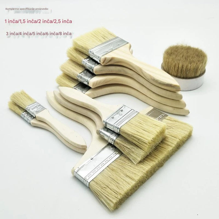 Professional paint brush set with wooden handle and bristles