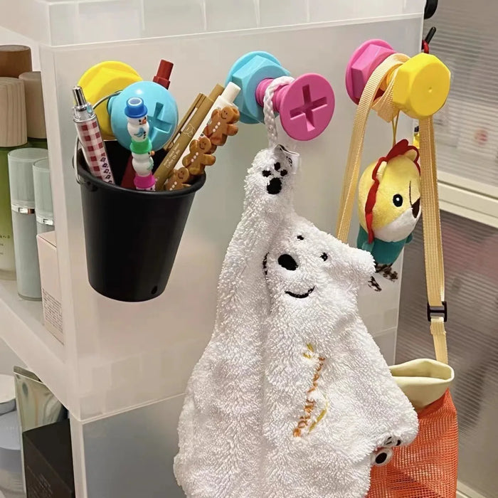 Creative Screw-in and Adhesive Wall Hooks, Strong Stick-on Hooks for Door, Wall, Clothing and Hats, Cute Hooks for Kids