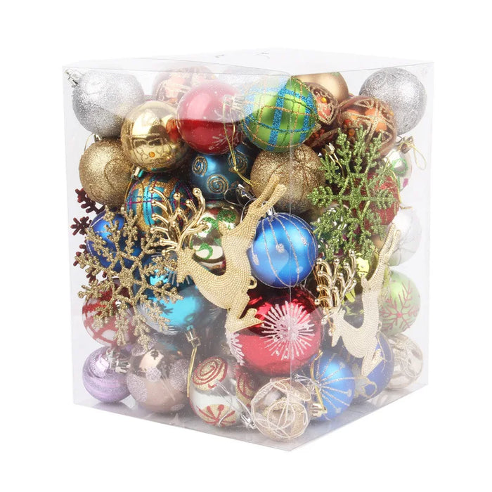 Christmas decorations - sparkling balls on trees, mantels and windows