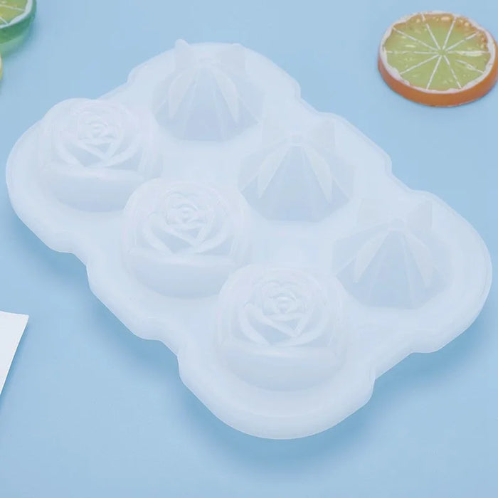 DIY ice cube tray with diamond rose mold and lid