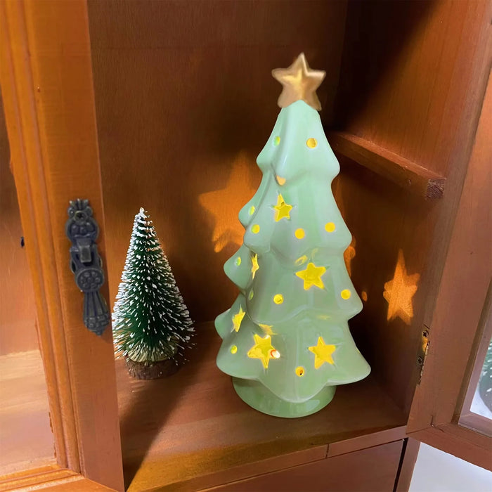 Cute ceramic Christmas tree night lights are used for Christmas decorations and gifts