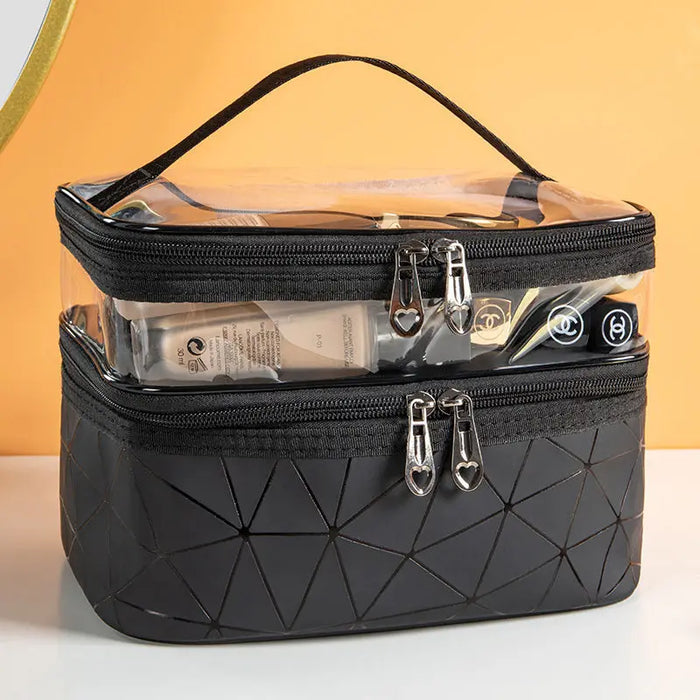 Double Layered Diamond Shaped Portable Makeup Bag