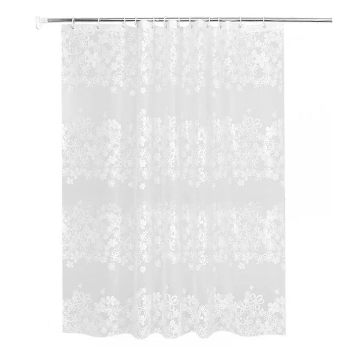 Elegant White PEVA Shower Curtain with Floral Mandala Pattern for Bathroom Decoration and Privacy