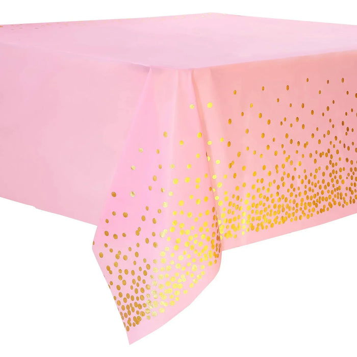 Disposable tablecloths with gold dots for birthday parties and holiday decorations