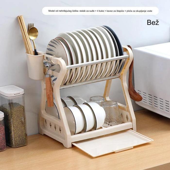 Multipurpose kitchen steamer rack with double cutlery rack