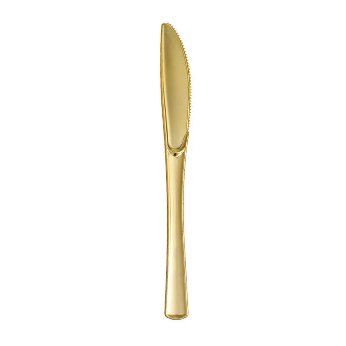 PS plastic UV electroplated gold disposable knife, fork and spoon