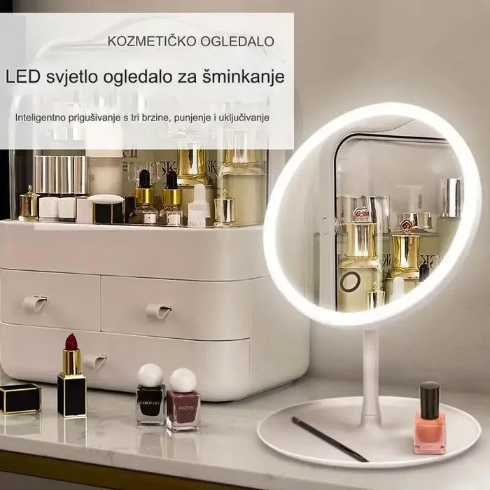 Smart LED Makeup Mirror for Girls with Dimmable Light, 360 Degree Rotation and Touch Screen Control