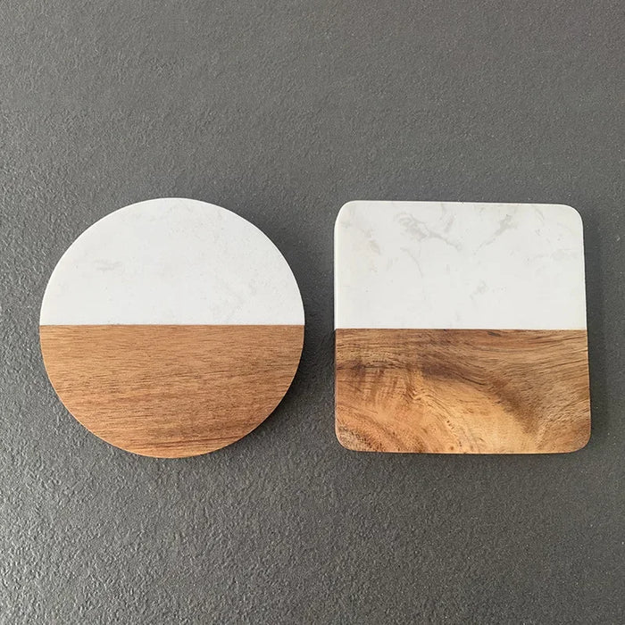 Marble and wooden coasters for beverages