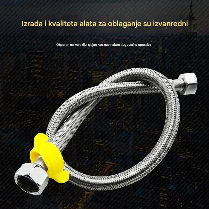 Stainless steel faucet extender with braided hose