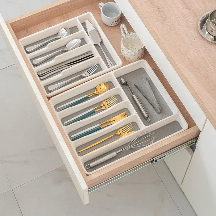 Practical Kitchen Utensil Organizer with Compartments for Knives, Forks, Spoons and More