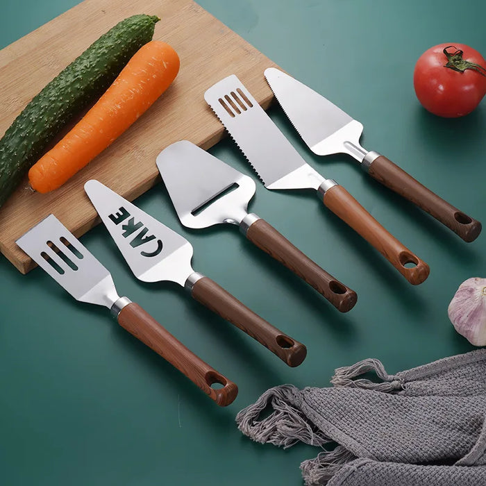 Stainless steel and wood handle kitchenware