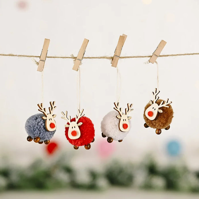 Christmas Tree Ornaments - Cute Reindeer Wool Felt Hanging Ornaments