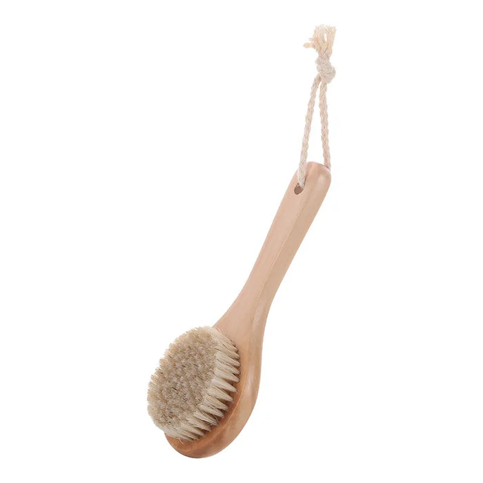 Premium Bath Brush with Long Handle for Deep Cleaning and Exfoliating, Natural Bristles and Wooden Handle