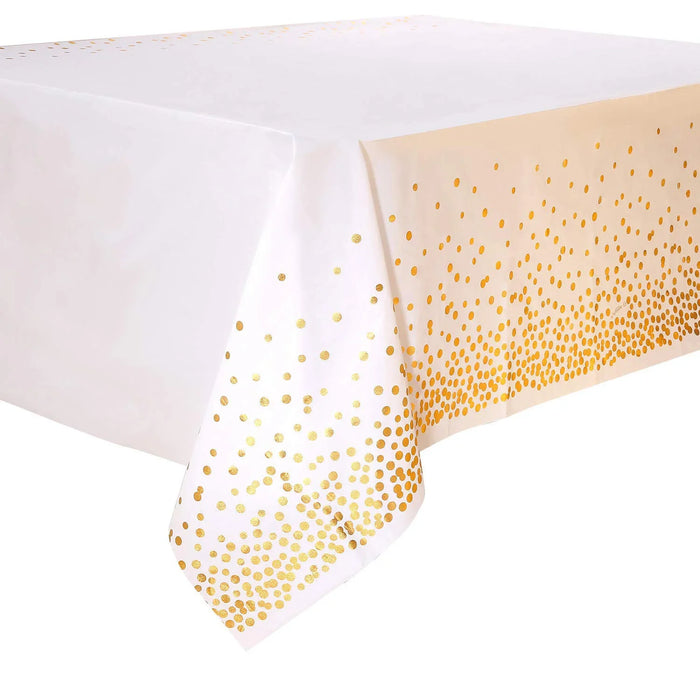 Disposable tablecloths with gold dots for birthday parties and holiday decorations