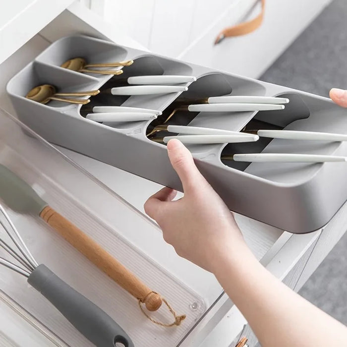 Stackable Kitchen Drawer Storage Box for Cutlery and Utensils with Dustproof Cover