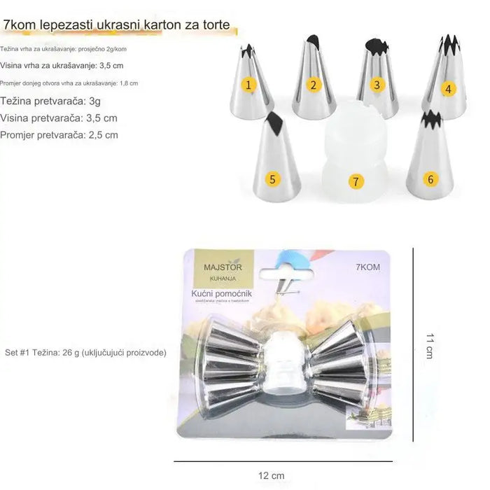 Thickened Stainless Steel Piping Tips Set with Pastry Bags for Cake Decoration Baking Assistance