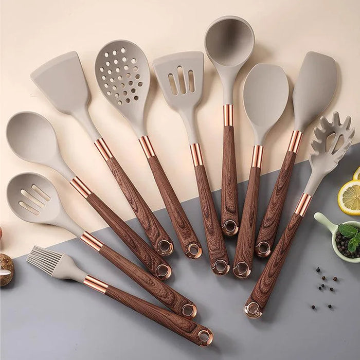 Fashion wood grain design silicone kitchenware