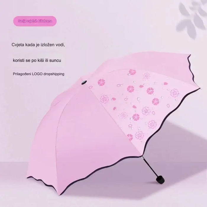 Handheld umbrella by ruffle leaf