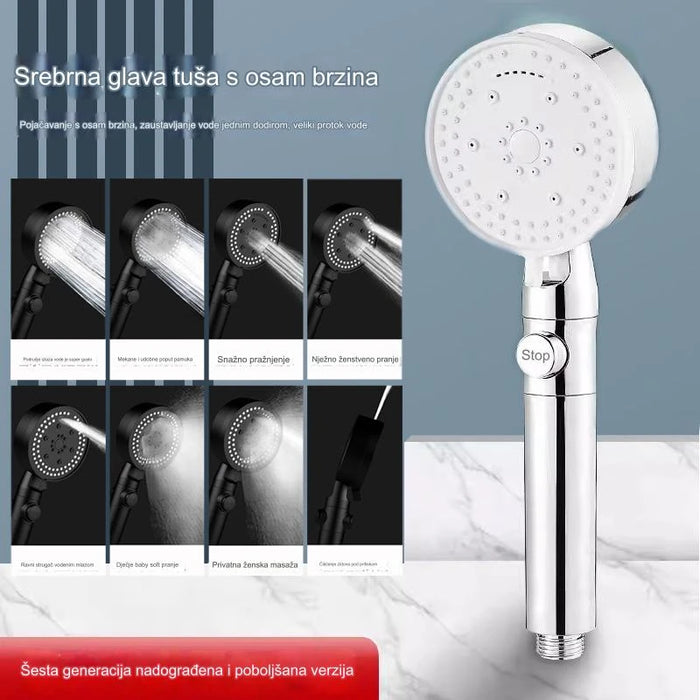 Bathroom Shower System with 8 Pressure Boosting Spray Patterns