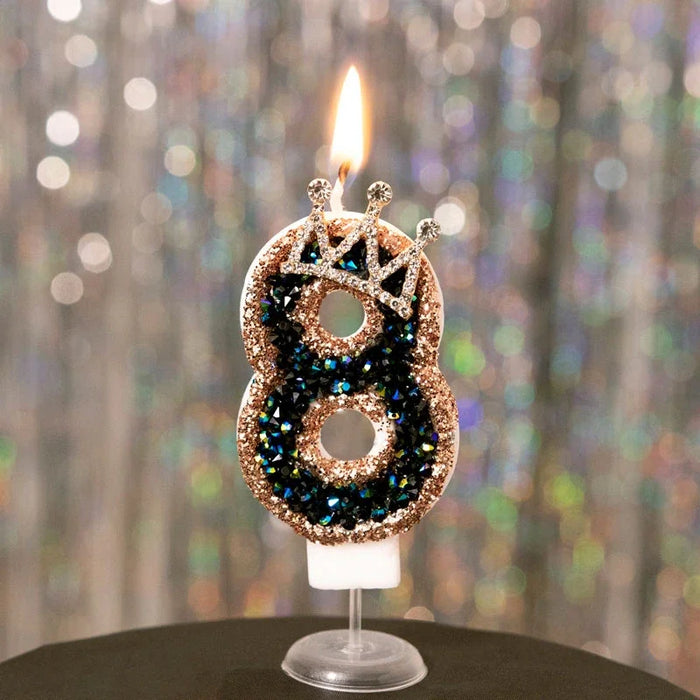 Black Diamond Crown Birthday Digital Candle