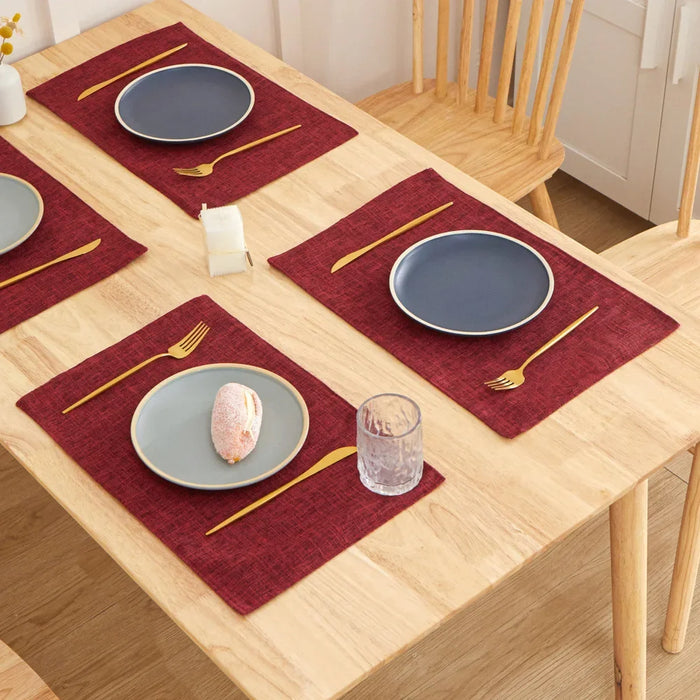 Set of Natural Linen Dining Placemats & Coasters, Heat-insulating and Anti-scalding, Perfect for Everyday Use