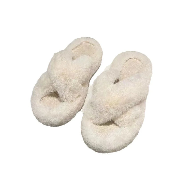 Fashionable and Comfortable Cross Slippers for Women with Plush Interiors and Stylish Design