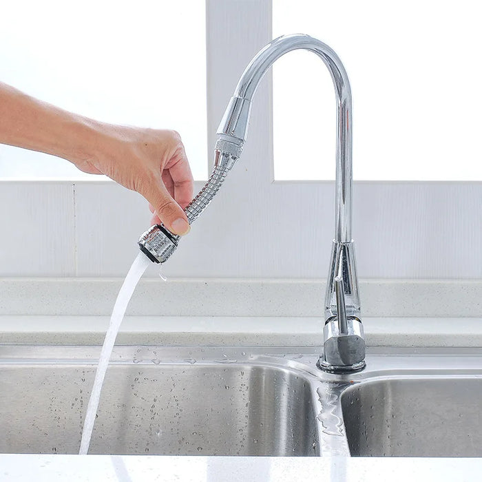 Rotatable faucet extender for water-saving shower head