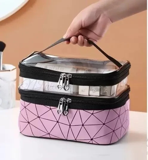 Double Layered Diamond Shaped Portable Makeup Bag