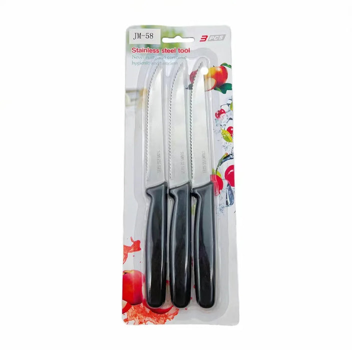 Stainless Steel Table Knife 3-piece Set Steak Knife Serrated Knife