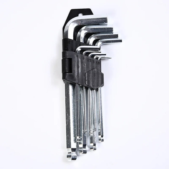 Extended L-shaped ball wrench set with hexagon