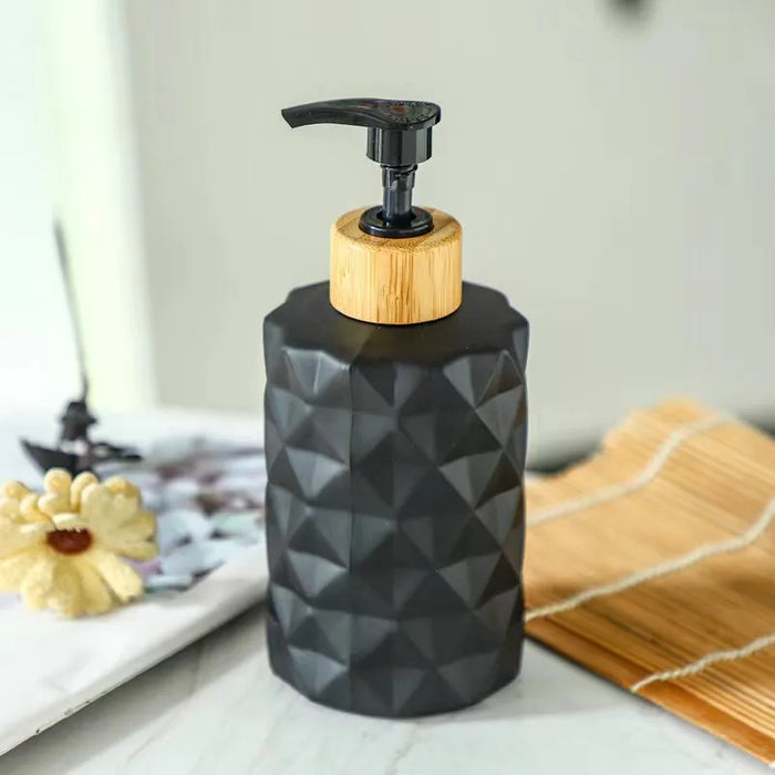 Elegant vertical stripe soap dispenser and lotion bottle