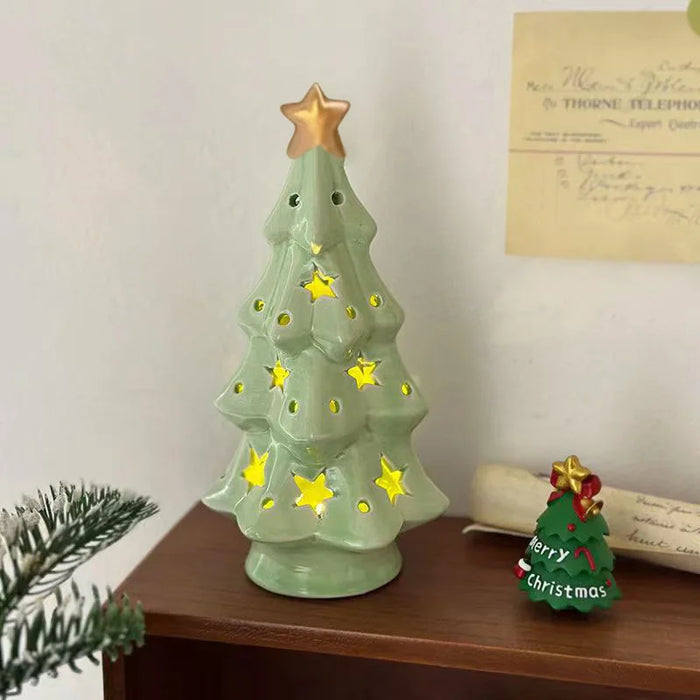 Cute ceramic Christmas tree night lights are used for Christmas decorations and gifts