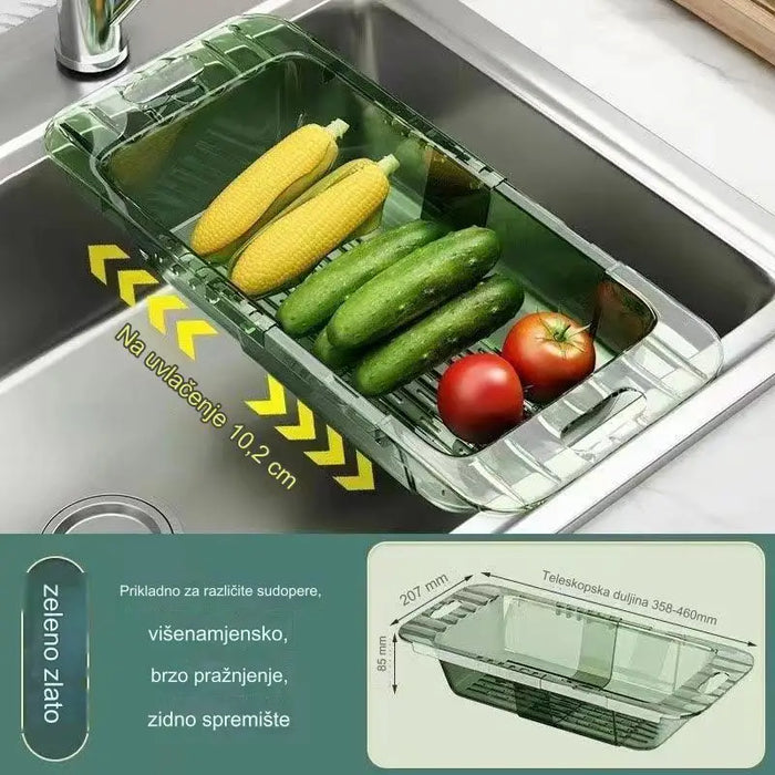 Retractable drainage rack, washing basin, washing basket