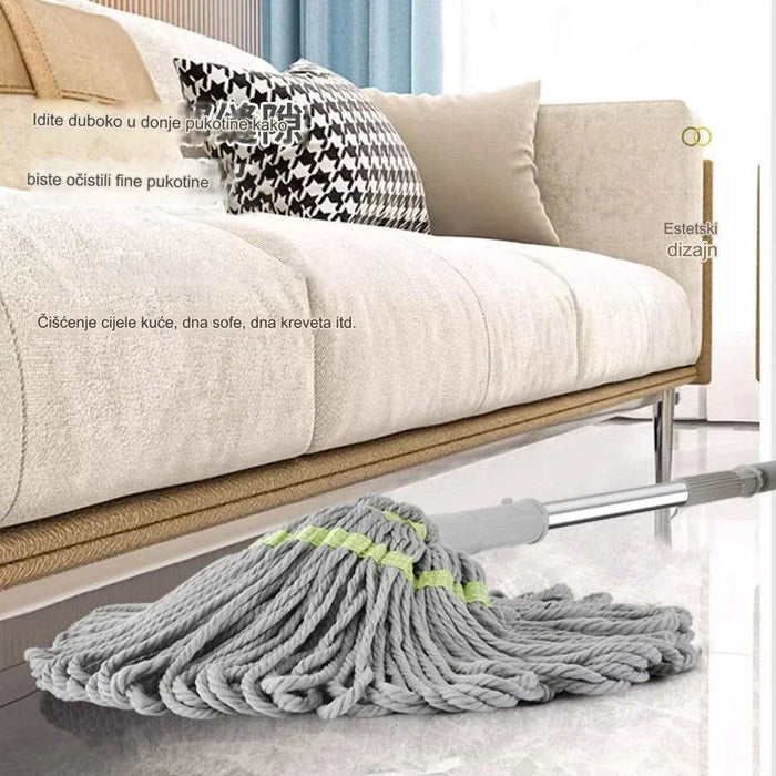 Hands-Free Wringing Mop, Lazy Household Spin Mop with Fiber Cloth Absorbent Squeegee for Cleaning Floors