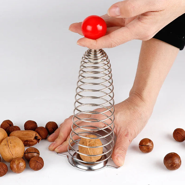 Effortlessly Crack Nuts with this Stainless Steel Spring Nutcracker Tool