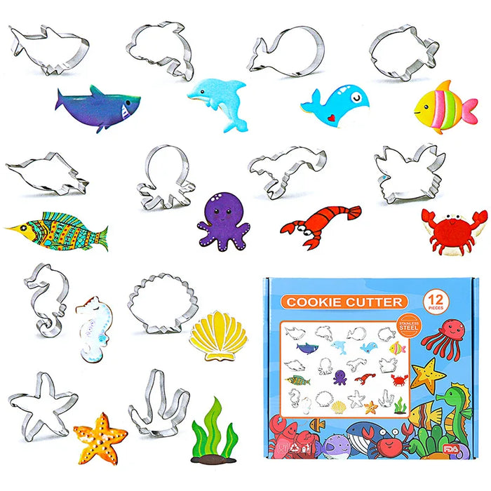 Creative Easter Cookie Mould Set Christmas Rabbit Dinosaur Theme Baking Tools 12-piece Set