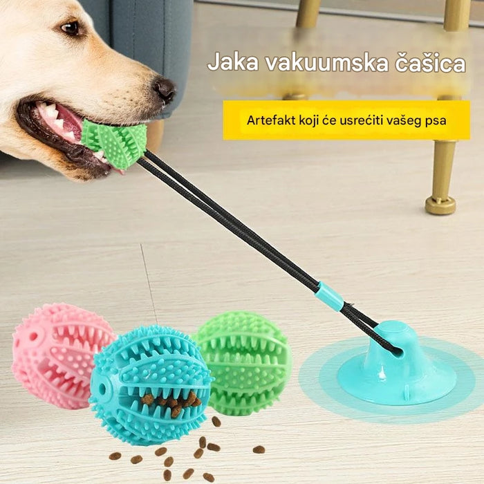 Unbreakable dog toy suction balls for tooth cleaning and slow feeding