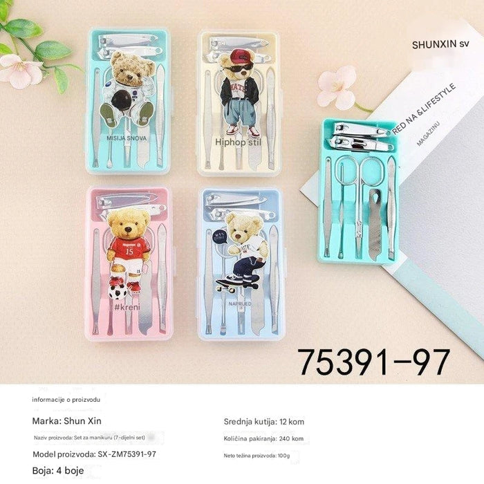 Cartoon Nail Clippers Set with Nail Files and Cuticle Trimmers Portable Manicure Kit for Home and Travel