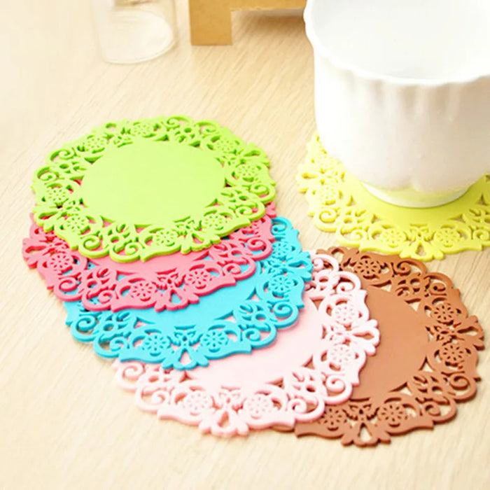 6-Piece Hollow Silicone Non-slip Coaster